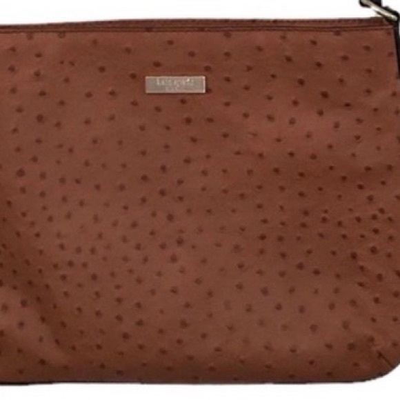 Kate Spade Windsor Square Elyse Brown Ostrich Leather Expandable Crossbody - Picture 1 of 5